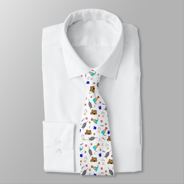 Oliver The Otter Summer Beach Vacation Pattern Tie (Tied)