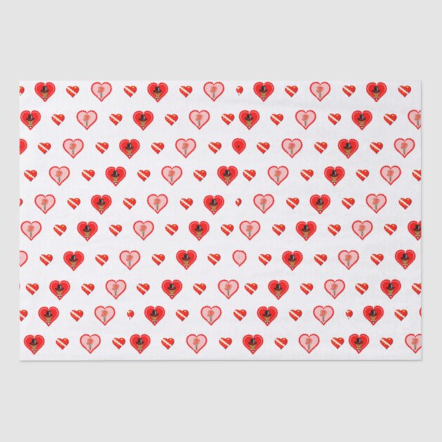 Oliver The Otter Valentine's Day Patternn Tissue Paper (Front)