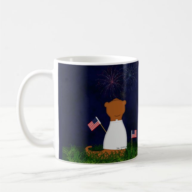 Oliver The Otter Watching Fireworks Coffee Mug (Left)