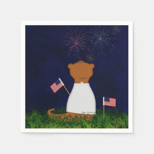 Oliver The Otter Watching Fireworks Napkin