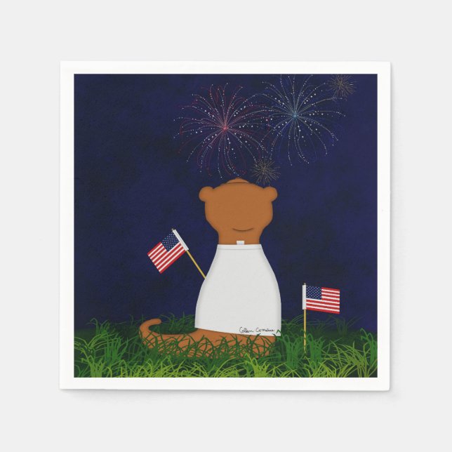 Oliver The Otter Watching Fireworks Napkin (Front)