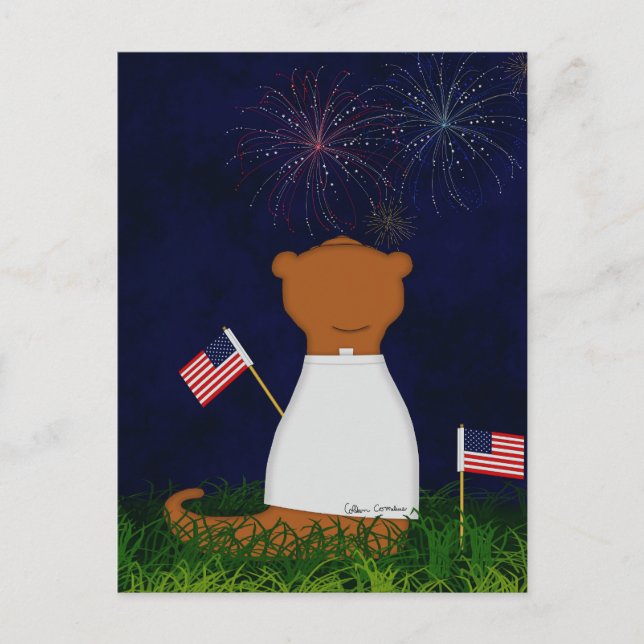 Oliver The Otter Watching Fireworks Postcard (Front)
