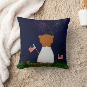 Oliver The Otter Watching Fireworks Throw Pillow