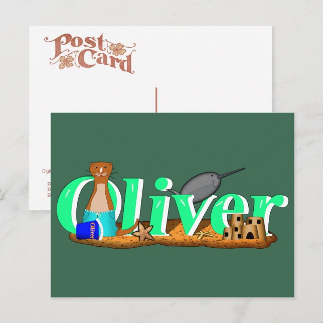Oliver The Otter's at the Beach Postcard (Front/Back)