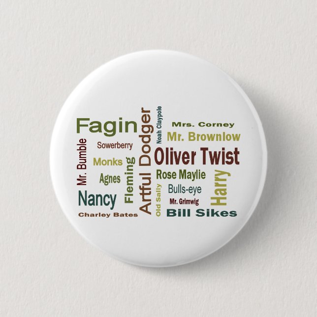 Oliver Twist Characters 6 Cm Round Badge (Front)