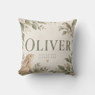 Oliver Woodland Bunny Nursery Throw Pillow