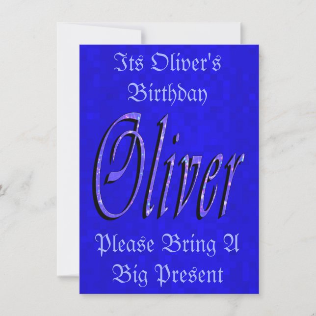 Oliver's Name, Logo Birthday Invitation. Invitation (Front)