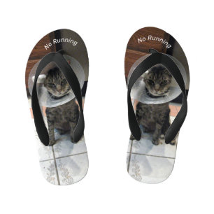 Oliver's Warning - Funny Cat Flip Flops