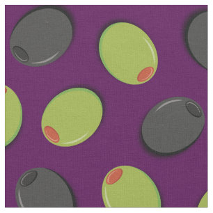 Olives Black and Green Cute Food Fabric