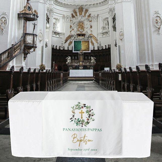 Olives Gold Greek Christening Baptism Table Runner Tapestry (Olives Gold Greek Christening Baptism Table Runner Tapestry)