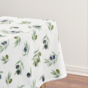 Olives Green Watercolor Botanical Chic Pattern Tablecloth