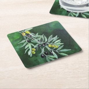 Olives in the November Dusk Painting by Alfred Fox Square Paper Coaster