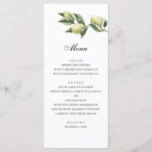 Olives menu. Italian wedding. Green dinner menu
