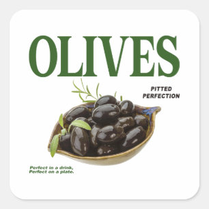 Olives Pitted Perfection Square Sticker