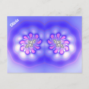 OLIVIA ~ 3D Fractal Design ~ Pink Blue Mauve ~ Postcard