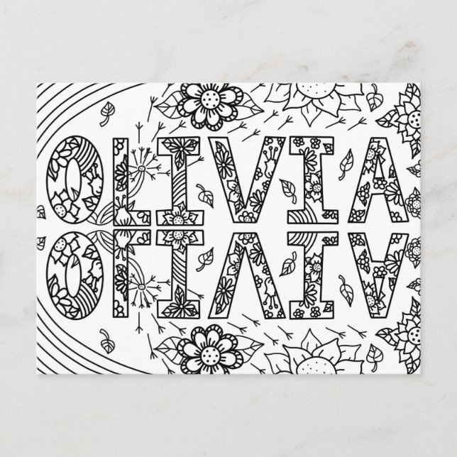 Olivia, A Card for you to Colour (Front)