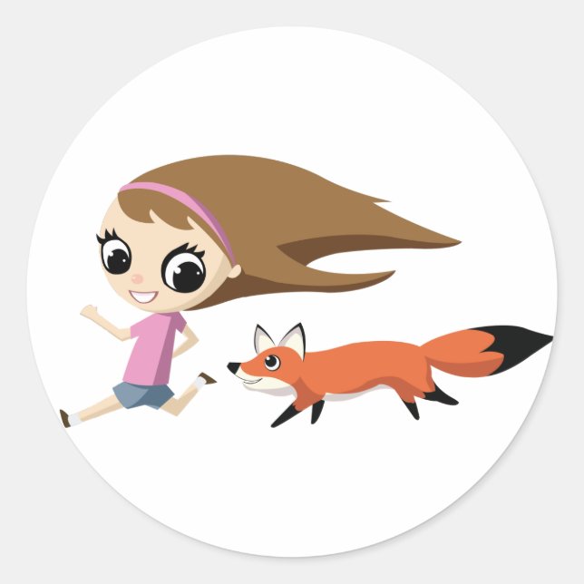 Olivia and Cheddar the Fox Classic Round Sticker (Front)