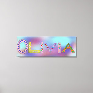 OLIVIA Baby Girl Name Colourful Letters Canvas Print