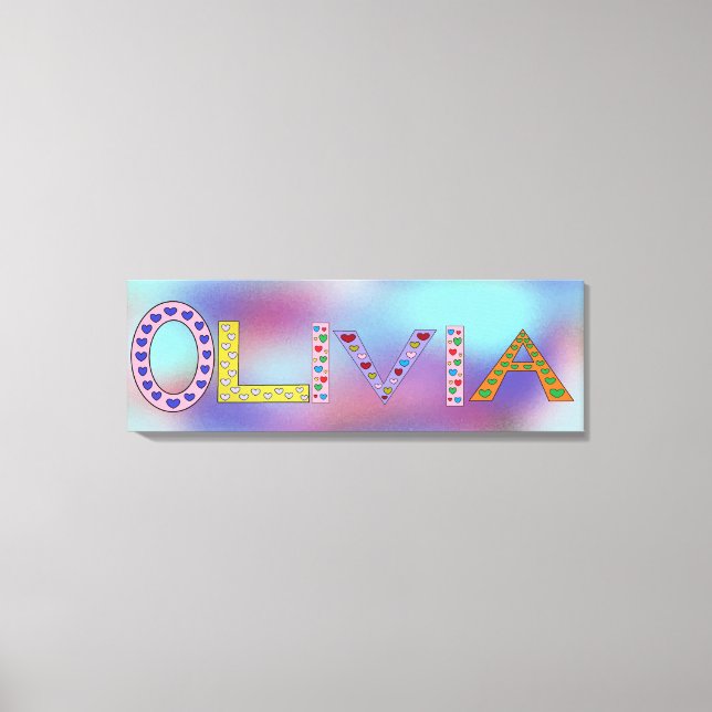 OLIVIA Baby Girl Name Colourful Letters Canvas Print (Front)