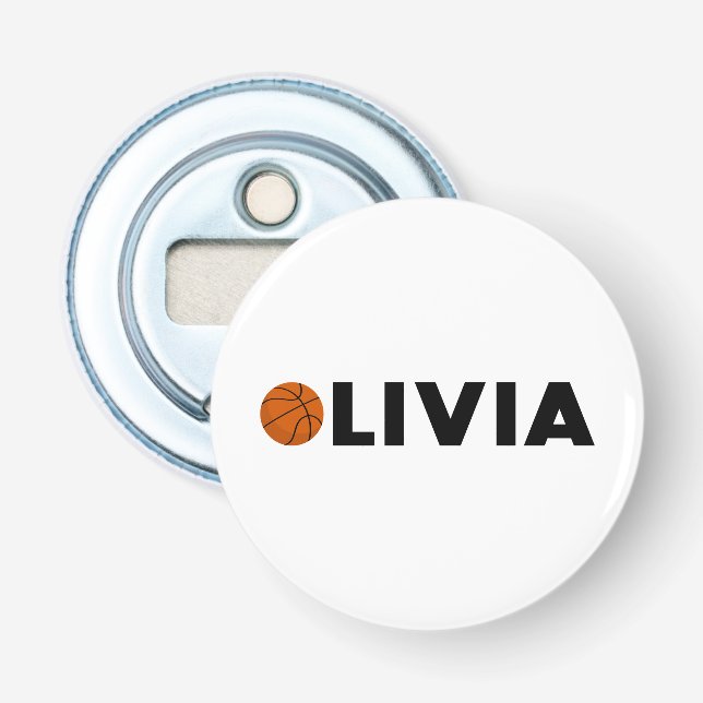 Olivia Basketball Bottle Opener (Front)