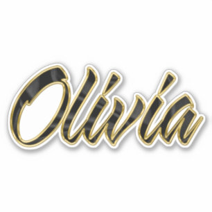 Olivia black gold lettering Sticker