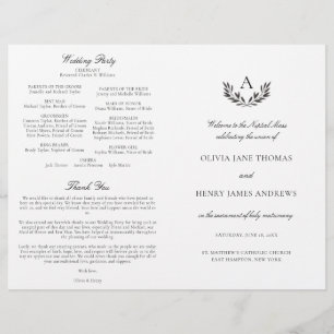 Olivia Black & White Catholic Wedding Mass Program