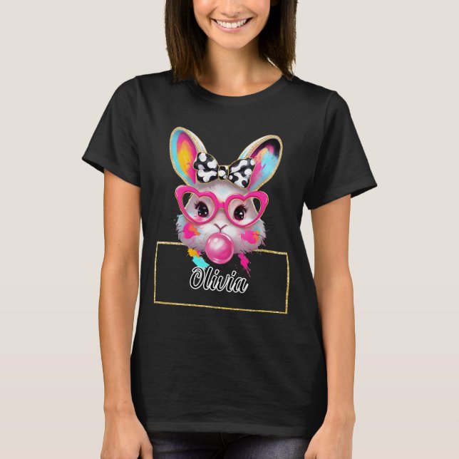 Olivia Bubble Easter Bunny T-Shirt (Front)
