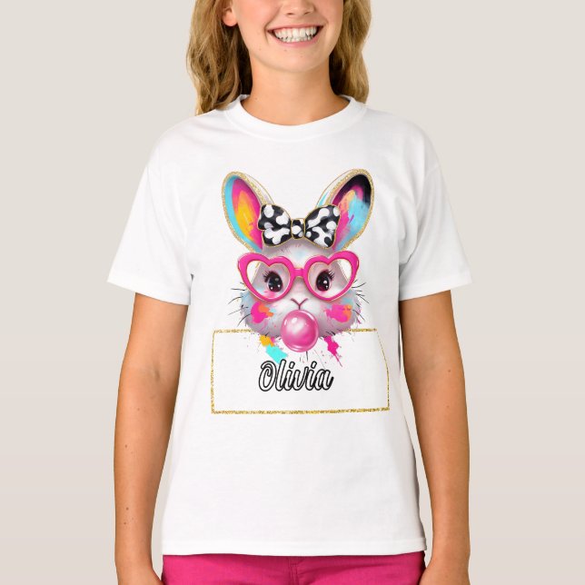 Olivia Bubble Easter Bunny T-Shirt (Front)