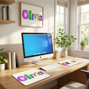 "Olivia" Cartoon Character Name Mouse Mat