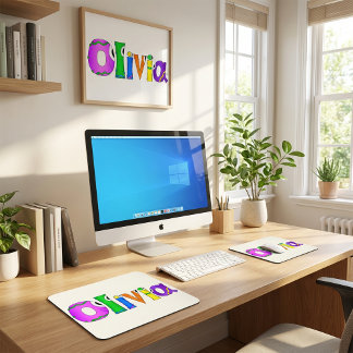 "Olivia" Cartoon Character Name Mouse Mat