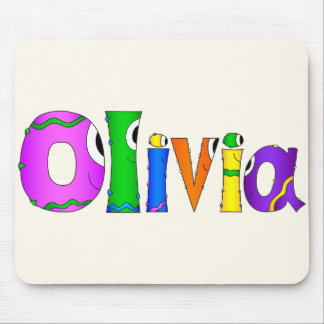 "Olivia" Cartoon Character Name Mouse Mat