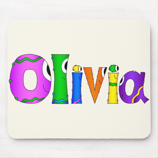 "Olivia" Cartoon Character Name Mouse Mat (Front)