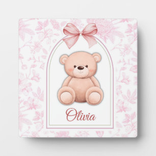 Olivia Custom Pink Teddy Bear Nursery Design Plaque