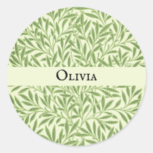 Olivia Elegant Floral Personalised Name Classic Round Sticker
