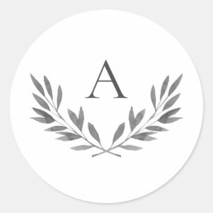 Olivia Elegant Grey Monogram Wedding Sticker