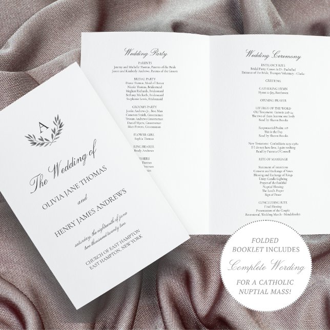 Olivia Elegant Silver Folded Wedding Program (Creator Uploaded)