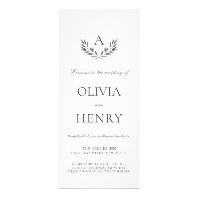 Olivia Elegant Simple Double-Sided Wedding Program Rack Card (Front)