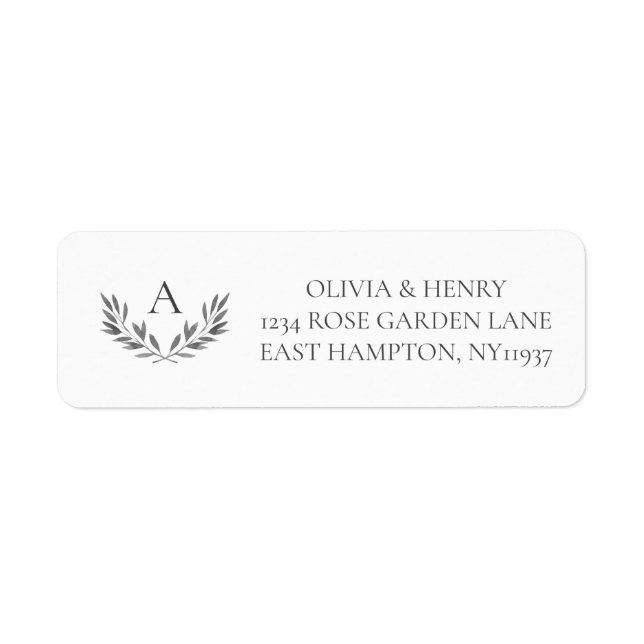 Olivia Elegant Simple Gray Monogram Return Address (Front)