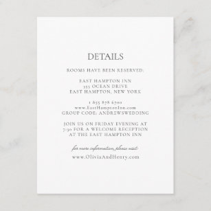 Olivia  Elegant Simple White Grey Details Wedding Enclosure Card