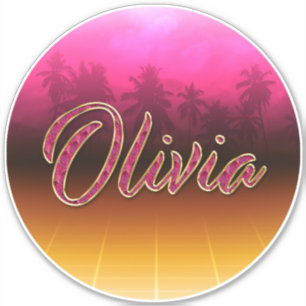Olivia First Name golden pink sticker