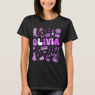Olivia First Name I Love Olivia Groovy 80's Girls T-Shirt
