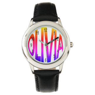 Olivia girls name colourful kids watch