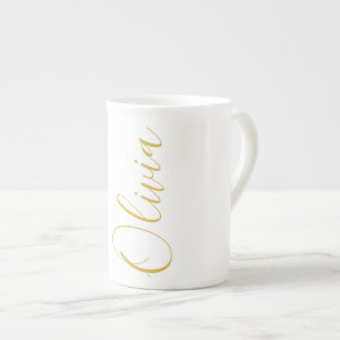 Olivia Gold Script Name White Speciality Mug