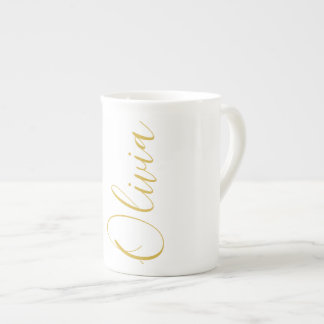 Olivia Gold Script Name White Speciality Mug
