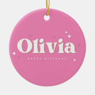 Olivia Happy Birthday Ceramic Gift Tag Ceramic Tree Decoration