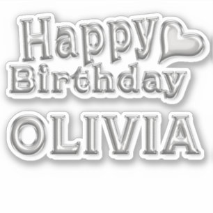 Olivia Happy Birthday silver Sticker