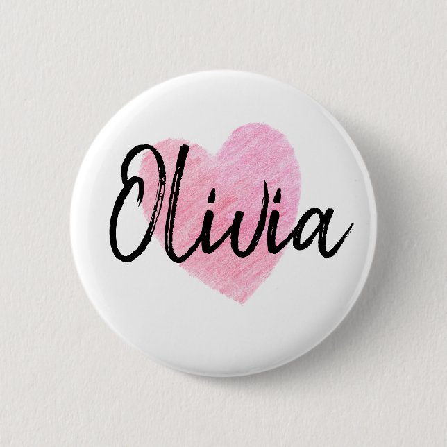 Olivia Heart 6 Cm Round Badge (Front)