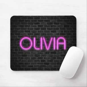 OLIVIA In PINK Neon Lights Mouse Mat