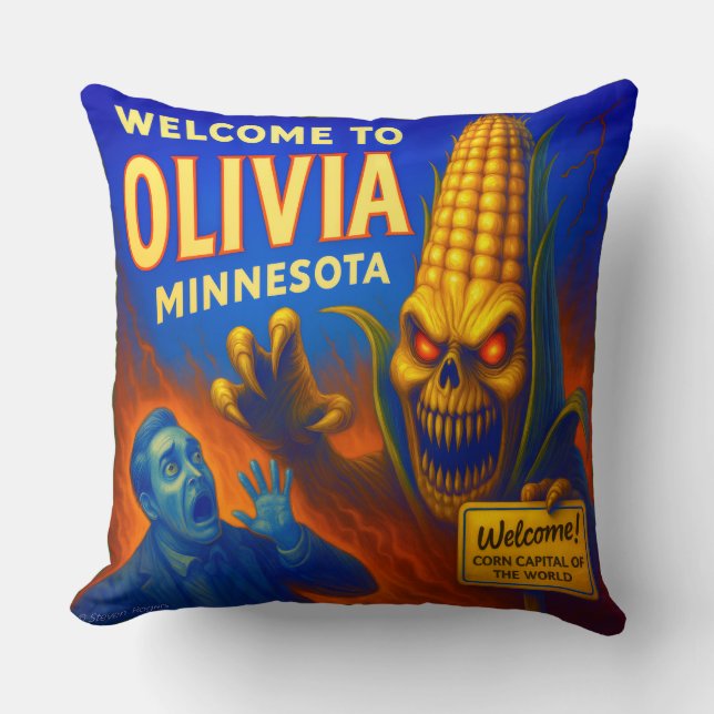OLIVIA, MINNESOTA - CORN CAPITAL OF THE WORLD.   CUSHION (Front)
