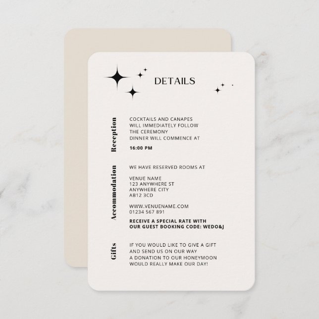 OLIVIA Modern Ivory Celestial Enclosure Card (Front/Back)